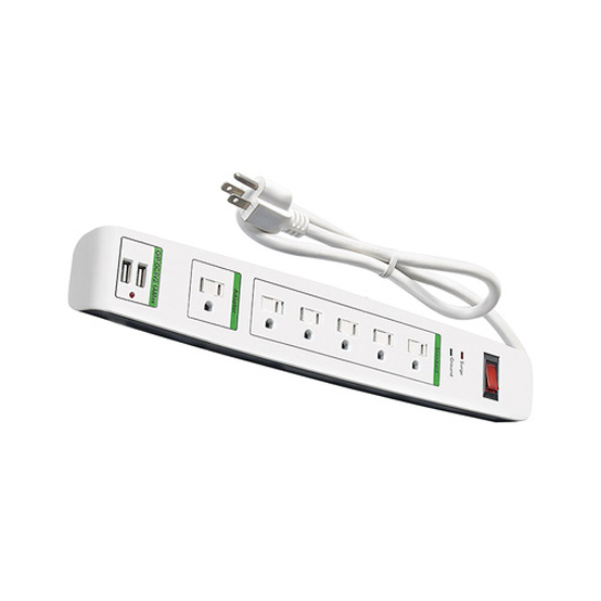 6 outlet Power Strip and Extension Socket With 15A Circuit Breaker Surger Protector 2USB