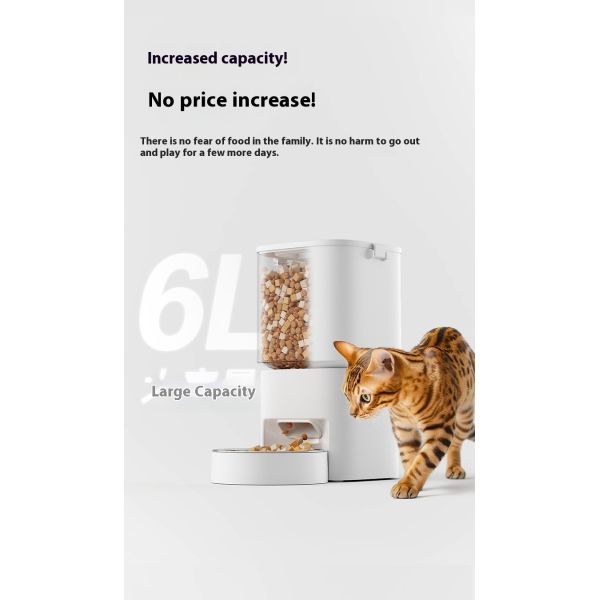 Smart Automatic Cat Dog Pet Feeder Large 6 Liter Capacity Eco-Friendly Solid Plastic Waterproof IPX5 Battery Powered
