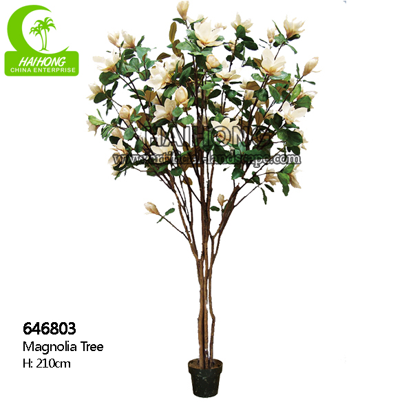 210cm Height Artificial White Magnolia Tree Fire Resistance
