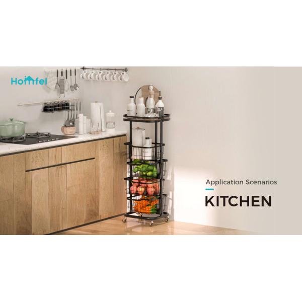 Foldable Design Steel Storage Trolley , 3 Tier Rolling Utility Cart Multifunctional