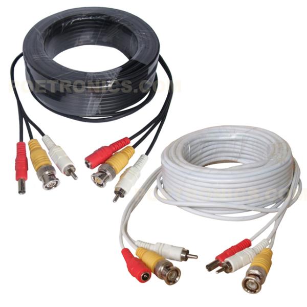 5-50 Meters Black/White Color CCTV Pre-made Siamese Video, Audio and Power Cable