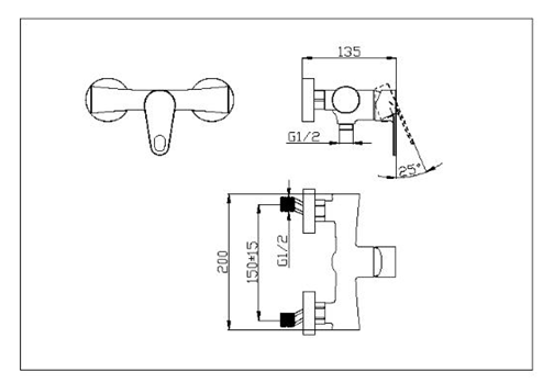 Contemporary Wall Mounted Two Hole Bathroom Faucet , Polished Brass Shower Bracket