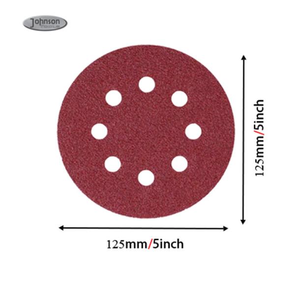 5 polegadas PSA Sander Sandpaper Red Aluminum Oxide orbital autoadesivo para o lixamento de lustro
