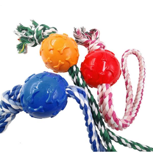 Зубы очищая игрушки жевания любимца воюют игрушка 54G собаки веревочки теннисного мяча