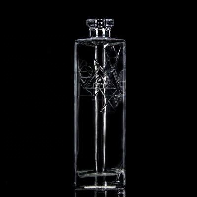 750ml Round Fancy Super Flint Triangular Pyramid Glass Bottle with Cork Logo Printing