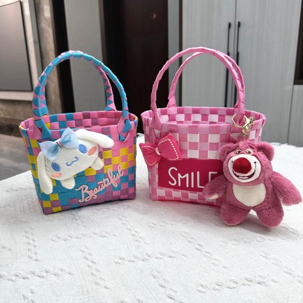 Colorful Kids Mini Shopping Storage Toy Basket Folding Portable Customized Handbag
