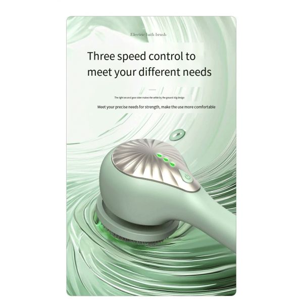 Waterproof Electric Shower Brush with 6 Heads and Long Handle for Deep Cleaning