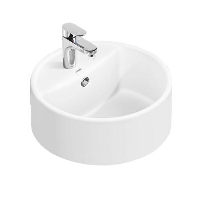 Bacia da vaidade cerâmica com branco do banheiro do furo em volta da fonte superior contrária da fábrica da bacia de mão da lavagem