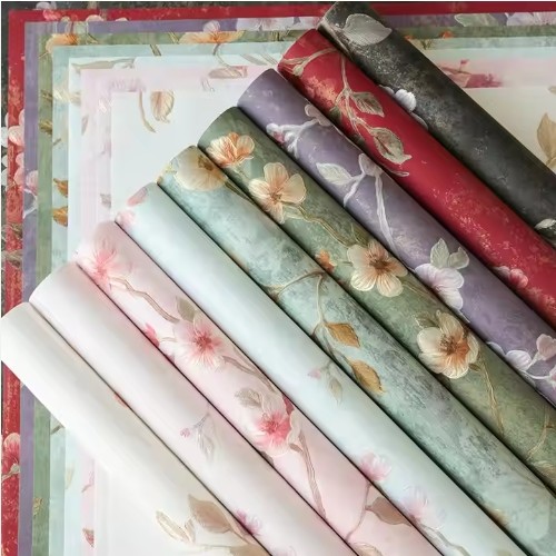 высококачественная смешанная целлюлозная рельефная цветочная оберточная бумага для китайской ретро-арт-печати
