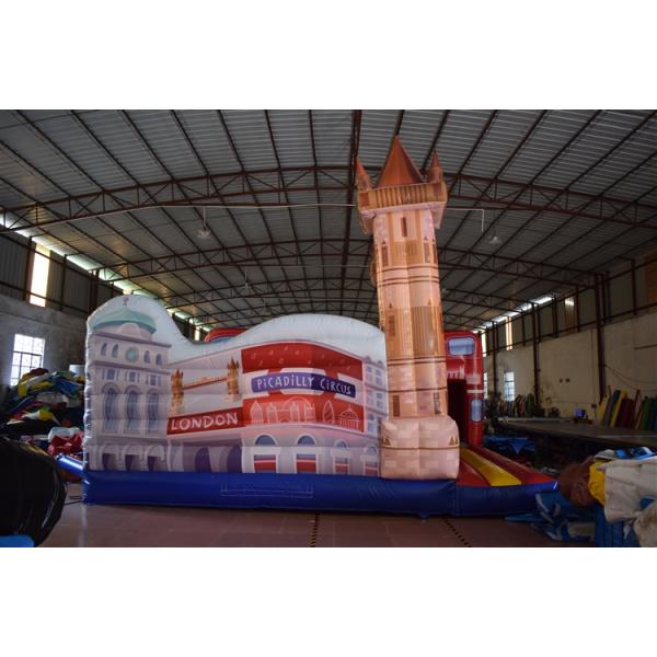 Château sautant gonflable large rouge de Chambre d'autobus de PVC pour le divertissement d'enfants qui respecte l'environnement