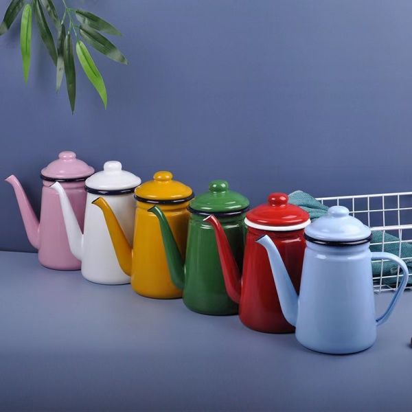 Eco Friendly Enamel Teapot Sets Hot Water Kettles With Cover And Handle OEM Size