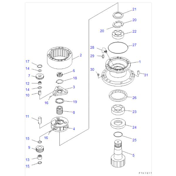 Caja de engranajes del oscilación de la caja de cambios PC138-8 PC128 de la reducción de viaje sin el motor