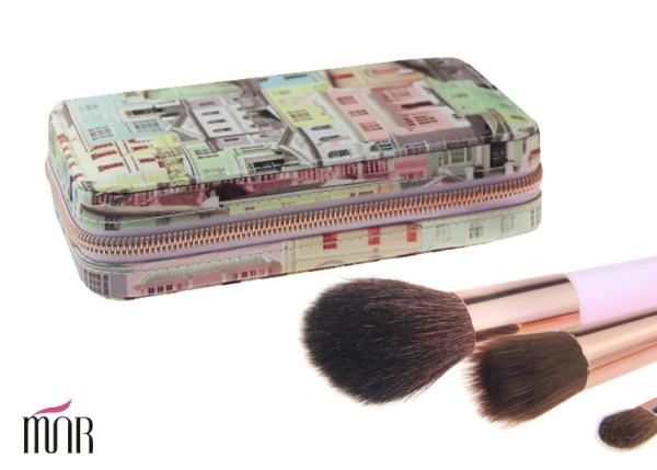 6 Piece Travel Makeup Brush Set With Plastic Handle , Synthetic Hair Makeup Brushes