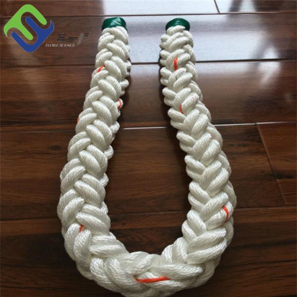 72mm*220m Polyester Rope 8 Strand Braided Marine Rope For Ship Vessels
