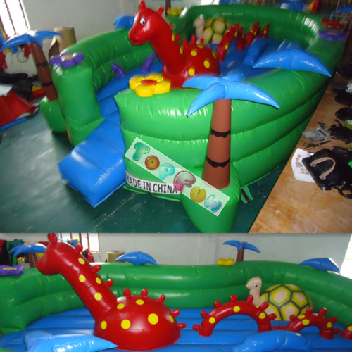 campo de jogos inflável da tartaruga do parque de diversões de encerado do PVC de 0.45mm com corrediça e túneis