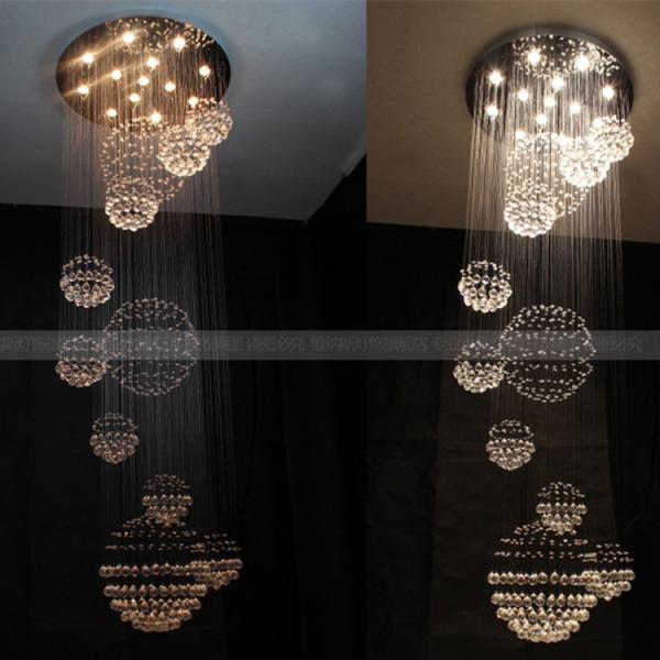 Living Room Stainless Steel Crystal Pendant Light With 20 Head