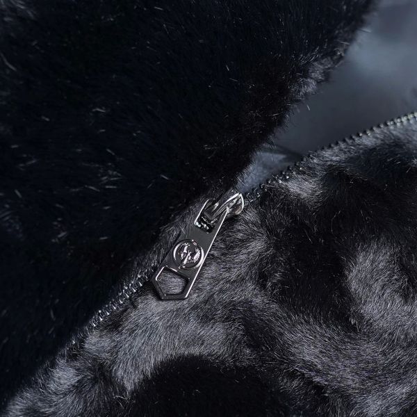 Side Pockets Faux Fur Jacket Short Exquisite Coat Soft Black Fluffy Jacket