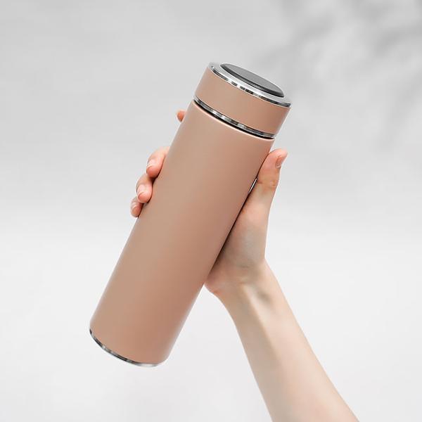 Convenient Black Smart LED Water Bottle Vacuum Insulated Mug WITH TEA INFUSER for All