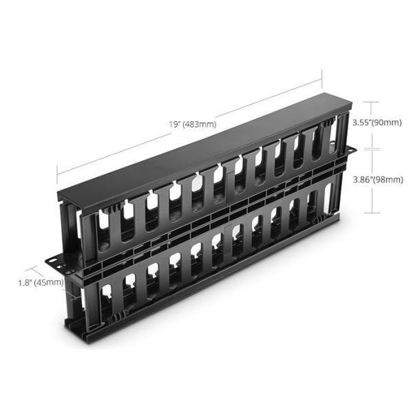 Plastic Dual Sided Finger Duct Cable Management , Horizontal Rack Mount Brush Panel