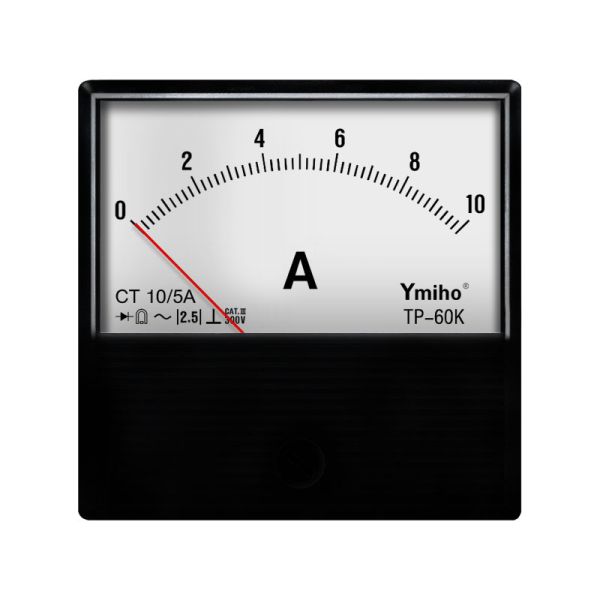Ymiho TP-60K 0-10A Analog Panel Ammeter (CT 10/5A) for Welding Machines & Distribution Equipment, Replaceable with Yokogawa/Kangbi Models, High Accuracy Class 2.5