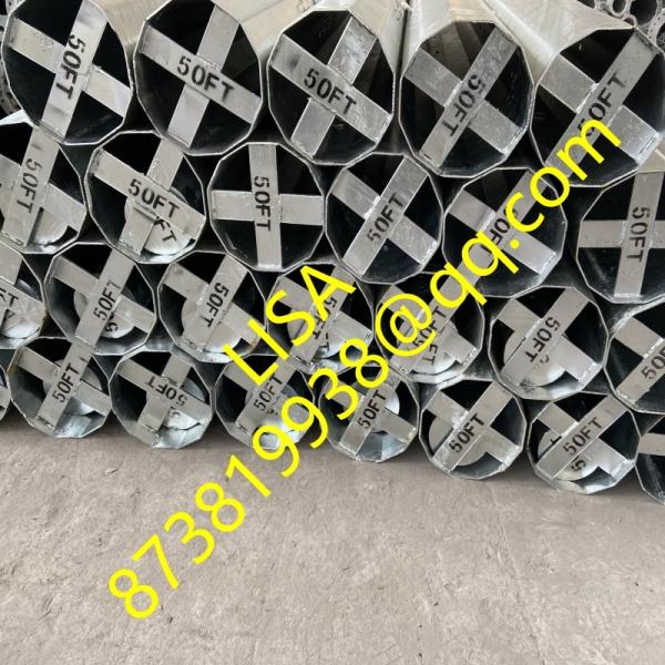 69KV 50FT Dodecagonal 1200KGF Hot Dip Galvanized Power Transmission Steel Poles