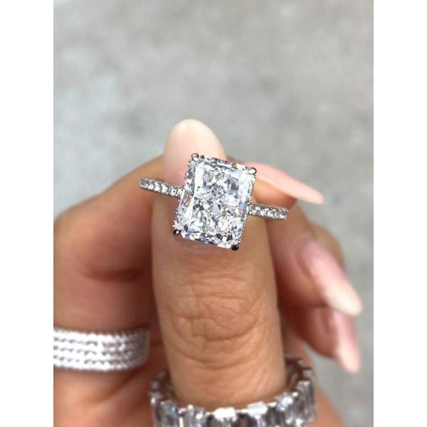 Серебряный багет Синий алмаз 5А Ледяной рез CZ Свадебное обручальное кольцо для женщин 925 Стерлинговое серебро