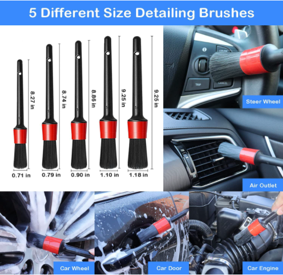 PP 19Pcs Car Detailing Brush Set With 17