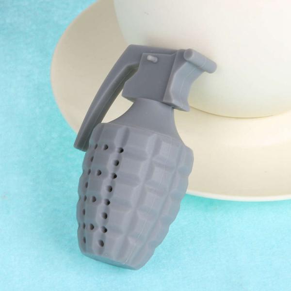 Funny Unique Customized Colour Cool Hand Grenades Shape Silicon Silicone Tea Bag Strainer Infuser Tea Ball