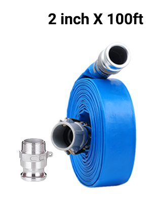 PVC Lay Flat Pump Discharge Hose With Aluminum Camlock C & E Fittings, Cam Lock Fitting Type F included, Heavy Duty