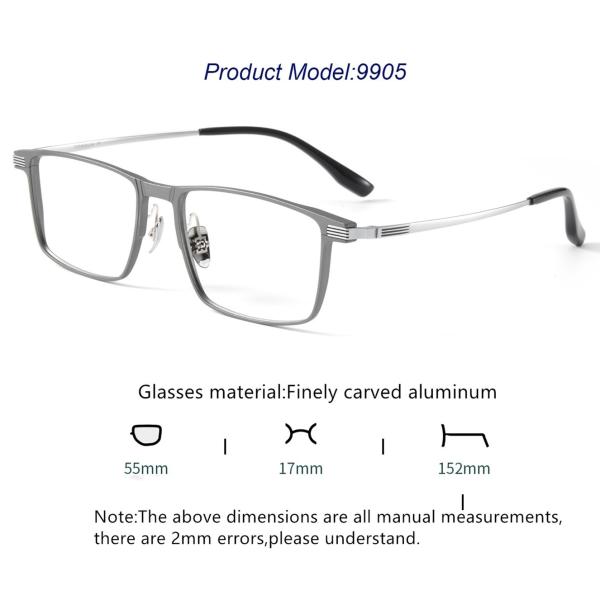 Бизнес-очки Титановый клип на квадрат Алюминиевые очки Рама