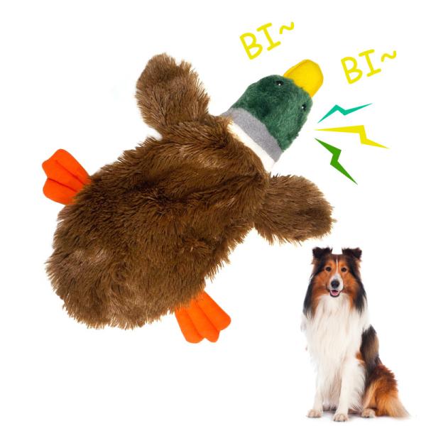 Jouets en peluche doux pour chien, canard sauvage, chiot, interactifs, sans rembourrage, couinants
