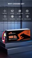Batterie Lipo 6S 10000 MAh 22.8V à haute capacité et type de connecteur XT60 pour drone RC FPV de 10 pouces
