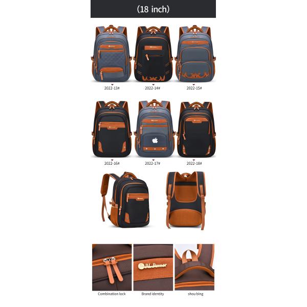Nylon Business Casual Backpack Waterproof Student School 18 Inch Laptop Rucksack