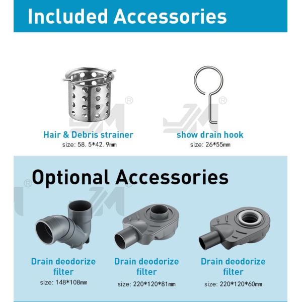 24 Inches Linear Shower Floor Drain With Removable Bars Pattern Grate