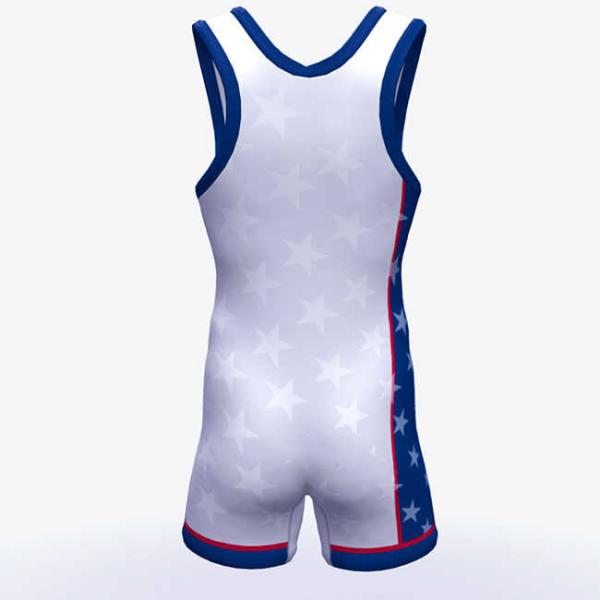Custom Polyester White Wrestling Singlet Non Fading Washable