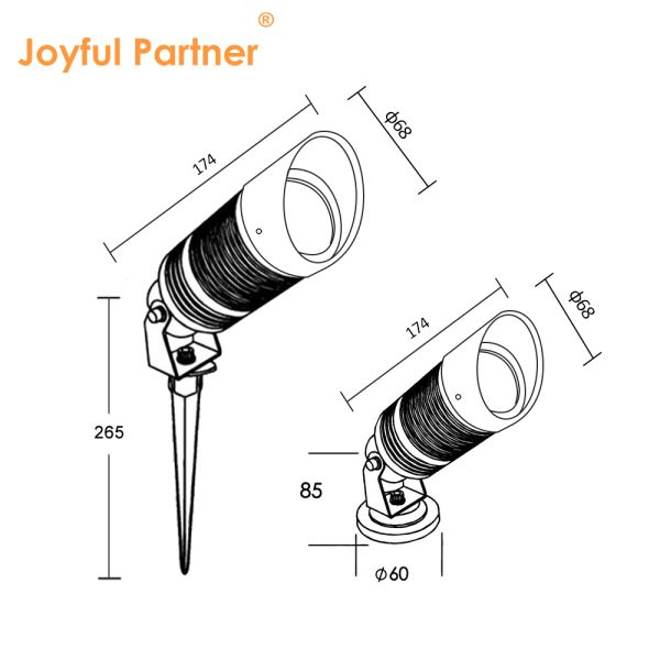 LED Garden Spot Lights IP65 14W COB DC24V LED DIA68MM 2700K Warm White Anti Glare Hood For Garden Lighting