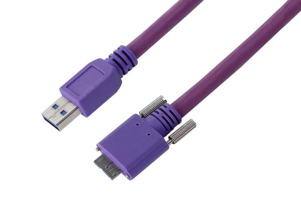 28AWG 6.8mm USB 3.0 Right Angle Male Cable With Recessed Screws