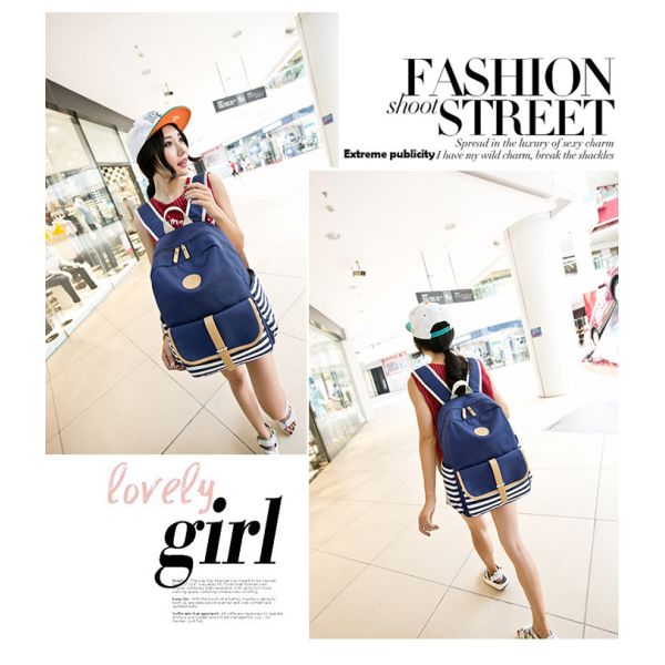 Teens Girls USB Charger Lightweight School Backpack Canvas Polyester Lining