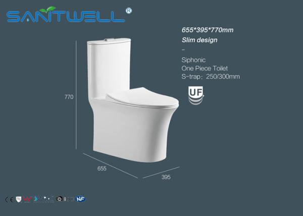 White Color Ceramic Single Piece Toilet  Bowl for hotel / home