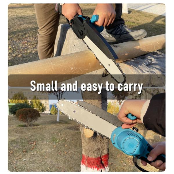 Синяя 21В ручная мини-цепная пила Электрическая литийная садовая цепная пила 21В батарея