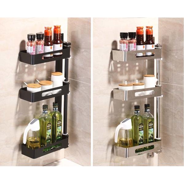 3 Tiered Wall Mounted Kitchen Storage Racks 180 Degree Rotatable For Spice Jars