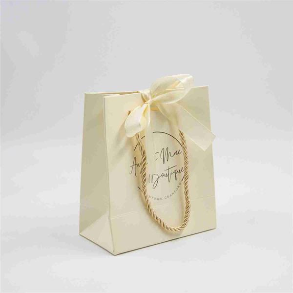 FSC 250gsm Cosmetics Perfume Shopping Printed Paper Gift Bags With Ribbon Handles