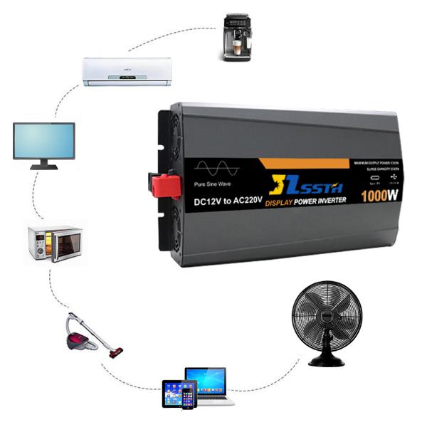 Invertisseur d'onde sinusoïdale pure DC 12V 24V AC 110V 220V 230V avec USB2.4A de type C