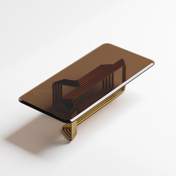 Contemporary Round Coffee Table With Tempered Glass Brush Rose Gold Base