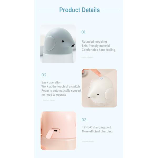 300ml Rechargeable Smart Dispenser Automatic Electric Hand Soap Dispenser Cute Animal Elephant Design Bathroom Kitchen