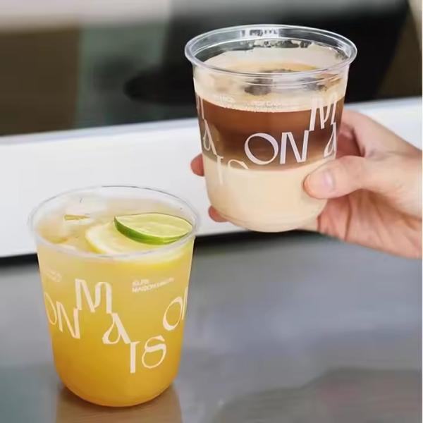 Factory Custom Printing logo Disposable Plastic Cups Soft clear Bubble Boba Tea Plastic Cup with Lid
