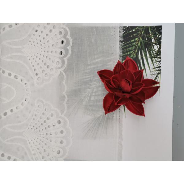 White Bridal Lace Shell Pattern Embroidered Eyelet Fabric 100% Cotton