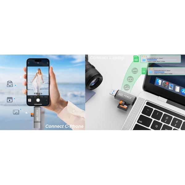 Portable USB 3.2 Gen 1 Card Reader With USB C And USB A Connectors