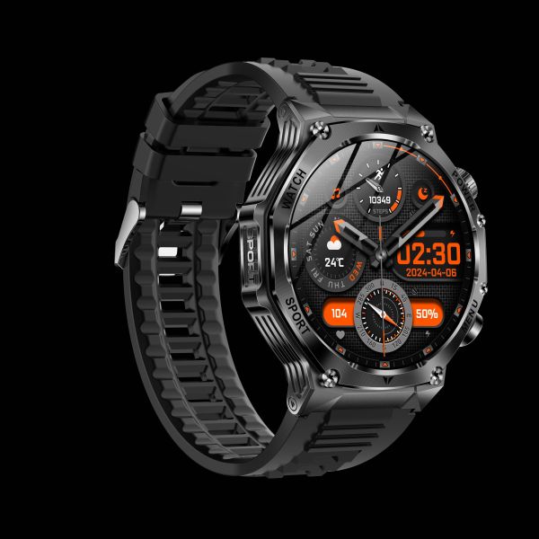 Eraysun Round AK82 Smart Watch for Big Screen 1.85 Outdoor Sports BT Call Flashlight Battery Fitcloudpro IP67 Smartwatch