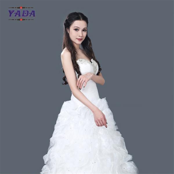 Новая модель простое элегантное ручное изготовление бусы с плеча платье продажа бальное платье свадебные платья